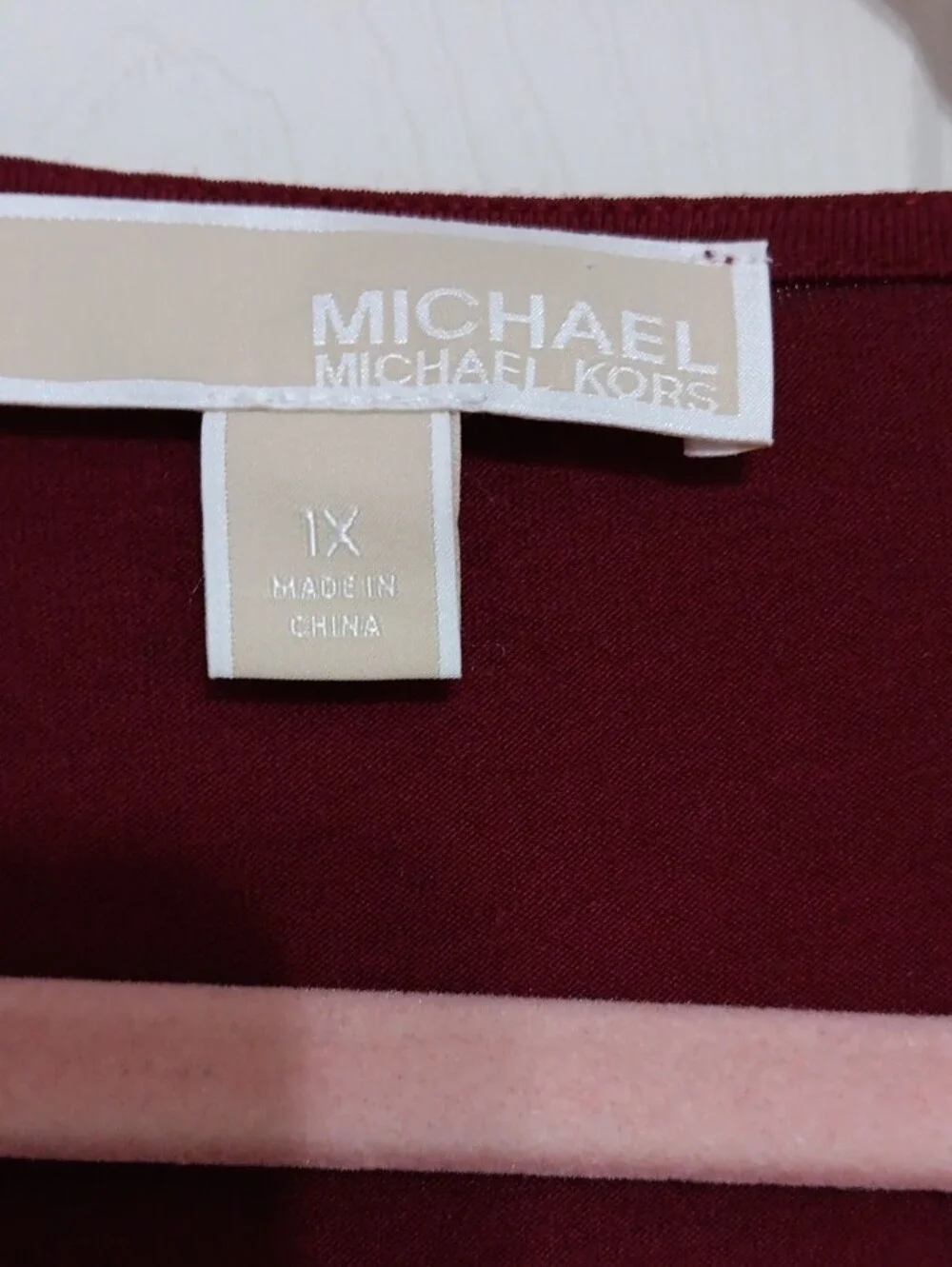 Michael Kors Burgundy V-Neck Long Sleeve Tunic